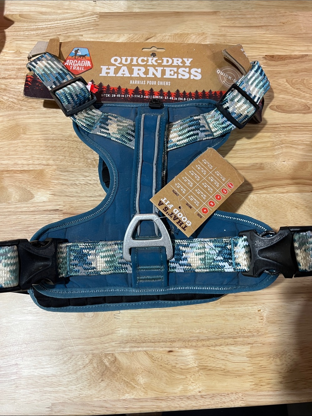 Arcadia trails Quick-Dry Harness in Teal and Blue XXL 28-45 neck 37-49 girth z98